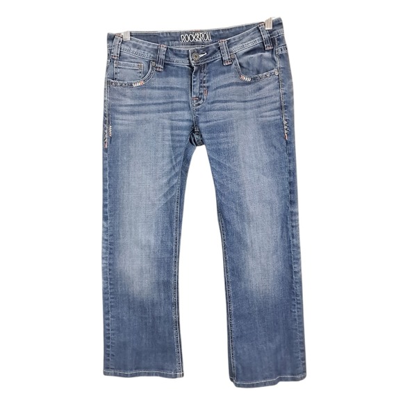 Rock And Roll Cowgirl Denim - Rock & Roll Cowgirl Jeans Riding 30x28 Boot Western Stone Wash Embroidered Rodeo